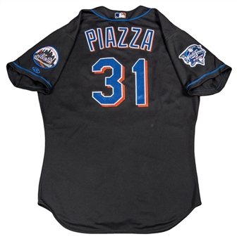 2000 Mike Piazza Game Used New York Mets World Series Alternate Black Jersey (MC Sports LOA)